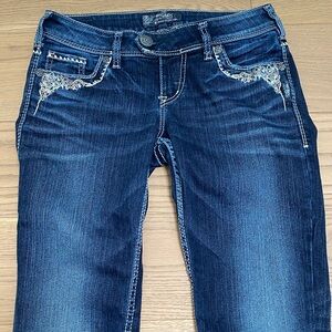 Y2K Low Rise Silver Jeans, W27, L31